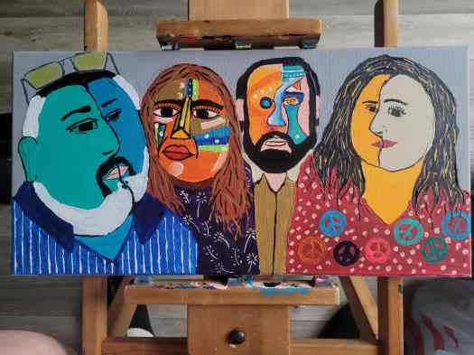 painting of artists kids - in the style of Picasso