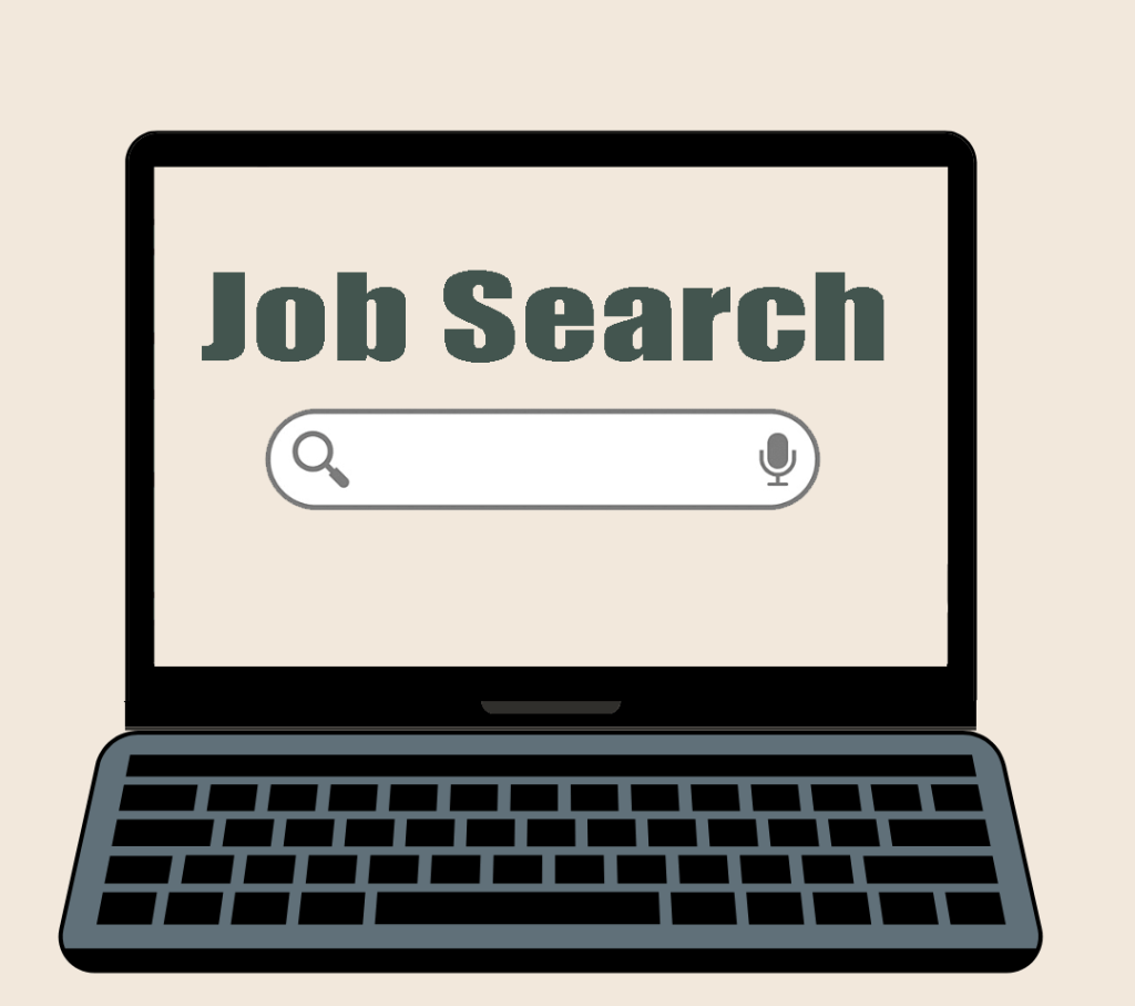 laptop with job search screen