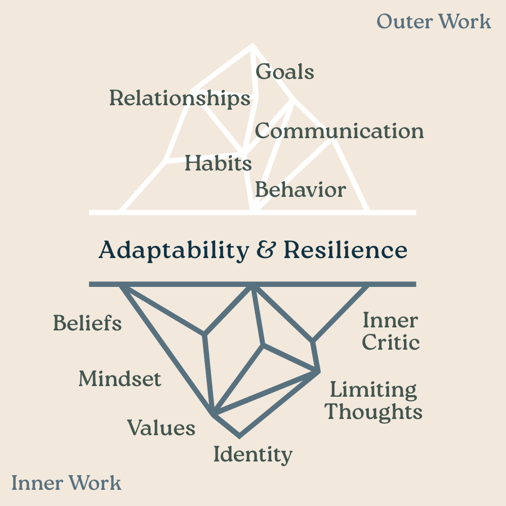 the iceberg model - above and below the line = inner and outer work